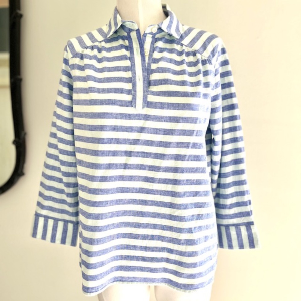Vineyard Vines Blue Striped Quarter Button Tunic